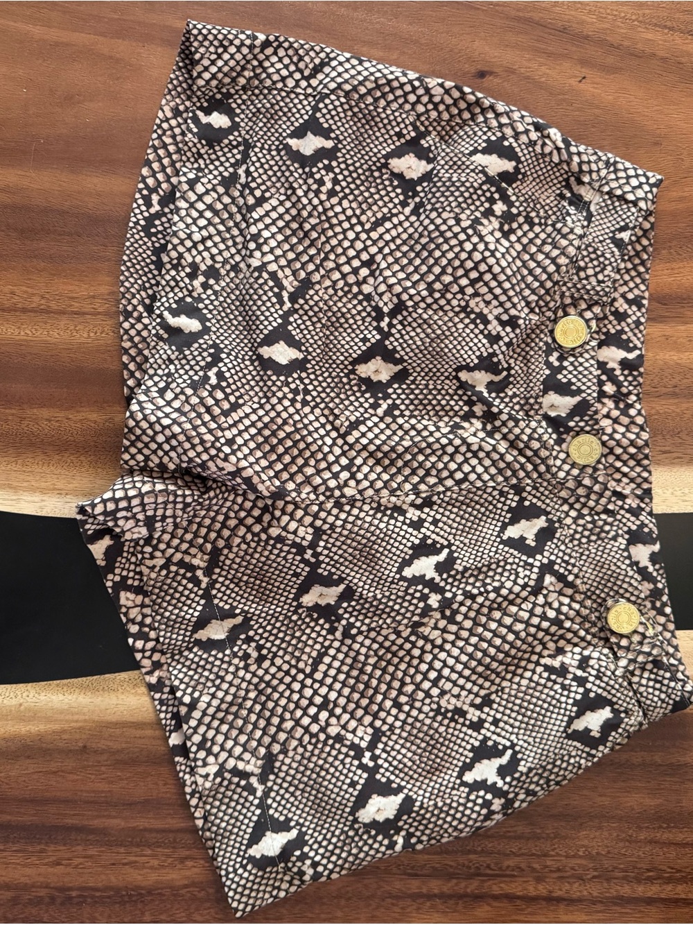 Men’s Snake-Print Swim Trunks in Beige and Black